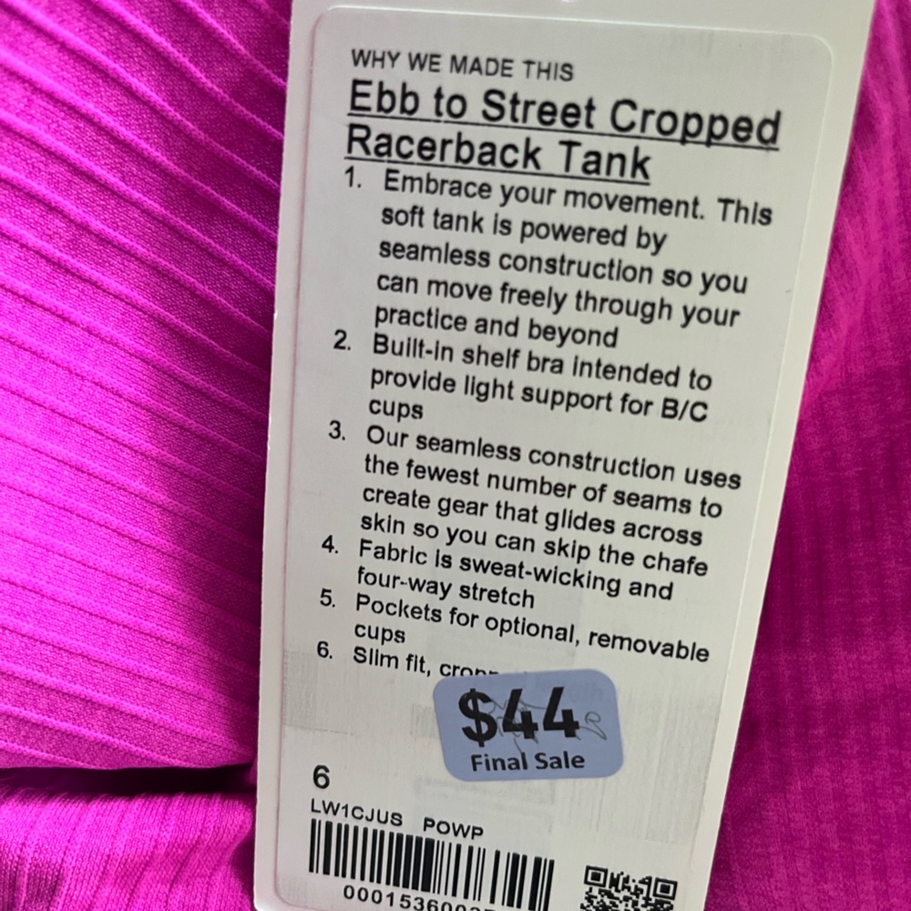 Lululemon Athletica Bright Pink Racerback Tank